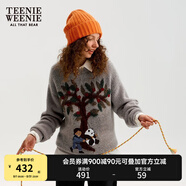 Teenie Weenie小熊女裝簡約毛衣女冬季休閑趣味寬松慵懶套頭毛衫女 中灰色 S 160