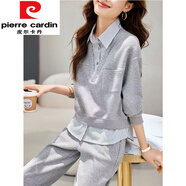 皮爾卡丹（pierre cardin）歐洲站套裝女兩件套時(shí)尚氣質(zhì)2025年秋季休閑運動(dòng)假兩件衛衣長(cháng)褲 灰色【兩/件套】今年流行的輕奢 XL 【建議125-140斤】