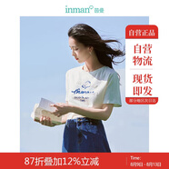 茵曼棉質(zhì)女裝圓領(lǐng)短袖t恤春夏季百搭休閑花邊寬松襯衣上衣 珍珠白 S