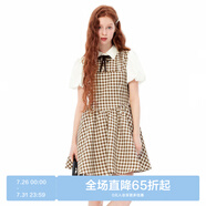 樂町商場(chǎng)同款千金風(fēng)格子拼接連衣裙秋季學(xué)院風(fēng)短裙C1FAE3151 中性格紋 XL