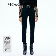 MO&Co.吸光發(fā)熱多紐扣高腰修身黑色牛仔褲女款