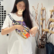 何佳功胸包印花T恤  同款2022新款男胸包印花嘻哈帥氣街頭夏季t恤上衣男 拉鏈包包純棉短袖 M