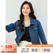梵希蔓高腰茄克復(fù)古牛仔夾克外套女2025春秋新款寬松百搭開(kāi)衫上衣 70672 牛仔藍(lán) L
