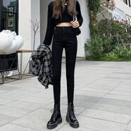 以純A21高腰牛仔褲女春夏新款修身大碼顯瘦彈力緊身小腳九分鉛筆長(zhǎng)褲 黑色長(zhǎng)褲 30 31 (1-140斤)