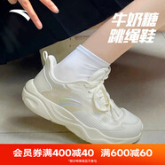 安踏（ANTA）牛奶糖|運動鞋女鞋夏季輕質網(wǎng)面透氣跑步鞋減震訓練健身跳繩鞋子 【牛奶糖】淺米白7601-2 37.5 (235mm)