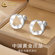 中國黃金（CHINA GOLD）足銀山茶花耳釘女款玫瑰花耳飾品小香風(fēng)圣誕節生日禮物送女友媽媽 莫比烏斯環(huán)耳釘【螺絲】