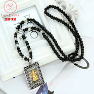 邏娜泰國象神復(fù)古佛牌吊墜財神佛珠串珠裝飾項鏈毛衣鏈男女款項鏈配飾 圓珠鏈方形金佛牌項鏈