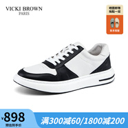 VICKI BROWN【VB男鞋】法國品牌時(shí)尚休閑板鞋舒適百搭小白鞋男士皮鞋子男軟底 白黑 41