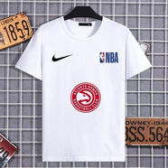 騰訊體育風(fēng)湖人短袖籃網(wǎng)LOGO恤NBA圓領(lǐng)t青年運(yùn)動(dòng)體恤球隊(duì)上衣男薄款勇士 短袖LOGO老鷹 S 65-75斤