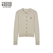 Teenie Weenie小熊女裝毛針織衫2025秋季新款柔軟舒適氣質(zhì)優(yōu)雅開(kāi)衫
