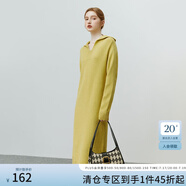 FANSILANEN范思藍(lán)恩22FS4193Polo領(lǐng)長(zhǎng)袖針織連衣裙女秋冬長(zhǎng)款過(guò)膝直筒毛衣裙 姜黃色 XS