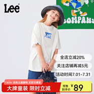 Lee童裝男女童純棉短袖T恤兒童2025夏季學(xué)生中大童印花寬松上衣半袖 香草白 （25升級(jí)版）（100%棉） 130 cm