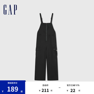 Gap女裝春秋時(shí)尚百搭寬松背帶褲美式休閑工裝長(zhǎng)褲477872 黑色 155/58A(XS)亞洲尺碼
