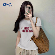 回力白灰色正肩短袖t恤女夏季百搭小眾短款上衣韓系減齡修身半袖X 深灰色 (抗菌正肩t)(h未知經(jīng)典) M (優(yōu)選面料舒適穿著(zhù))