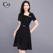 Co.女王輕奢連衣裙女2025夏季新款高檔時(shí)尚收腰顯瘦職業(yè)氣質(zhì)小黑裙 貴族黑【短袖】 XL 【建議118-128斤】