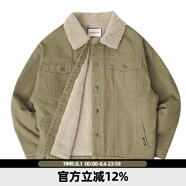 BD.POWER UP+秋冬黑色運(yùn)動(dòng)夾克外套男潮牌加厚保暖羊羔絨外套男寬松翻領(lǐng)上衣 煙草綠 XL 80-90kg