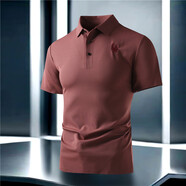ROYAL PALM POLO SPORTS CLUB冰絲Polo衫男2025新款無(wú)痕短袖T恤高端輕奢男裝上衣男士襯衣領(lǐng) 暗紅色 3XL 140-160斤