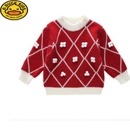 G.DUCKKIDS童裝女童毛衣2025春秋冬季新款洋氣拜年服寶寶兒童打底紅色針織衫 小點點毛衣 80 碼建議身高76-85cm 9-12個月