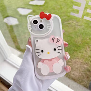 卡通貓咪適用iPhone16手機殼蘋(píng)果15promax的透明防摔可愛(ài)14pr 2339紅色蝴蝶結白邊 蘋(píng)果XSMAX