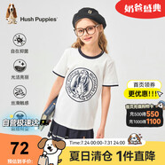 暇步士（Hush Puppies）童裝兒童25夏季圓領短袖T恤男女童款短袖 本白 140cm