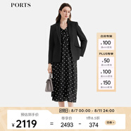 PORTS寶姿女裝2024早秋新款百搭修身黑色綿羊毛混紡西裝夾克 黑色 L (8)