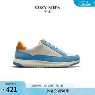 COZY STEPS可至男女款春夏盈動(dòng)系列輕盈柔軟透氣牛皮板鞋休閑運(yùn)動(dòng)鞋 (女)香草奶白色+凈水湖藍(lán)+銀杏黃 38
