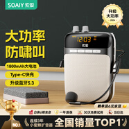 索愛（soaiy）S318PRO小蜜蜂擴(kuò)音器教師專用防嘯叫10W大功率U盤TF卡麥克風(fēng)喇叭導(dǎo)游藍(lán)牙音箱音響便攜式 睿智黑