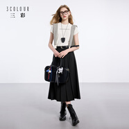 三彩2025秋季新款復古高腰長(cháng)款傘裙百褶裙半身裙A字裙小個(gè)子M 經(jīng)典黑 S 155/64A