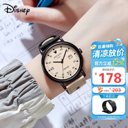 迪士尼（Disney）學(xué)生手表個性復(fù)古撞色帆布帶石英表青少年初中高中生防水手表