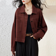 俞兆林（YUZHAOLIN）安可拉紅牛仔外套女2025新款春秋小個子短款寬松休閑復(fù)古夾克上衣 安可拉紅 M (建議110-130斤)