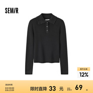 森馬毛衣女短款高領(lǐng)正肩緊身套頭衫休閑風(fēng)冬季顯瘦打底衫簡(jiǎn)約氣質(zhì) 黑色90001 160/84A/M