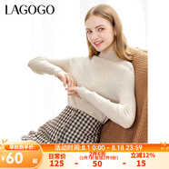 lagogo多巴胺多色修身軟糯針織衫女拉谷谷2024冬新款半高領(lǐng)打底衫 杏色(K5) M 160/38