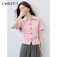 朗文斯汀（L.WEST）2025夏季新款翻領(lǐng)開衫設(shè)計(jì)感粉色上衣 粉色 S
