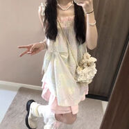 多巴胺糖果色吊帶連衣裙女學(xué)生夏季日系甜美顯瘦A字中裙 吊帶連衣裙 L