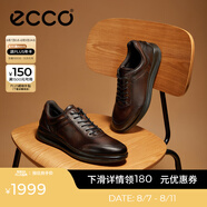 愛步（ECCO）商務(wù)牛皮休閑鞋 百搭系帶男士低幫皮鞋 雅仕207124 可可棕20712401482 40