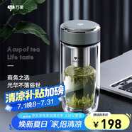 萬(wàn)象（WANXIANG）雙層玻璃杯弧形款帶濾網(wǎng)商務(wù)水杯V269相思灰加厚耐熱泡茶杯