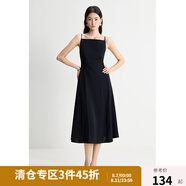 獨束微胖M大碼女裝氣質(zhì)時尚極簡主義高腰顯瘦吊帶小黑裙24DY82776 赫本黑-高領(lǐng) 3XL (尺碼：5)