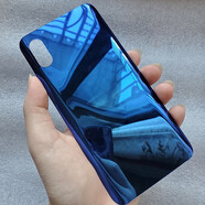 山頭林村適用 小米8后蓋玻璃透明探索版米八手機后殼屏幕指紋電池蓋 藍色無(wú)指紋孔 小米8鋼化玻璃后蓋