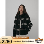付智恩踏雪新年 進(jìn)口美利奴皮毛一體羊羔毛減齡條紋毛毛皮草外套 黑色白條-短款 S