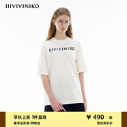 IIIVIVINIKO2024夏季新款“匹馬棉”落肩直身寬松簡(jiǎn)約短袖T恤女 本白 L