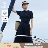 哈吉斯（HAZZYS）女裝 夏款斜領(lǐng)氣質(zhì)時(shí)尚女針織連衣裙AQWSE03BF02 藏青色NV S (155/80A 36)