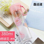 MiGo時(shí)尚便攜水杯玻璃杯女可愛(ài)創(chuàng  )意潮流隨手杯學(xué)生韓版泡茶杯子男 繡球花-透明 380ml