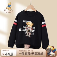 Classic Teddy精典泰迪童裝兒童衛(wèi)衣男女童圓領(lǐng)上衣中大童秋裝 黑色 100