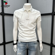 西域駱駝（VANCAMEL）POLO衫男短袖t恤夏季潮牌2025新款修身翻領(lǐng)有領(lǐng)時(shí)尚潮流百搭體恤 白色 M 【建議86-100斤】