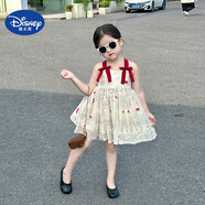 迪士尼（Disney）韓版童裝女童連衣裙夏季新款小女孩洋氣蝴蝶結(jié)露背吊帶裙碎花裙子 碎花吊帶裙 90 （關(guān)注店鋪優(yōu)先發(fā)貨）