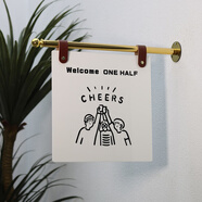 TLXT店鋪門(mén)口招牌定做亞力廣告牌金屬支桿服裝店簡(jiǎn)約側掛牌門(mén)牌定制 法國金30x30CM純色