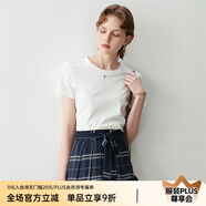顏域簡約純色短袖T恤女夏裝新款時尚氣質(zhì)ol通勤直筒顯瘦上衣 白色 2XL