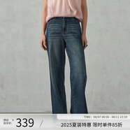 阿依蓮【商場同款】時尚牛仔褲夏季女2025新款薄款洋氣直筒高腰顯瘦褲子 復古藍 S