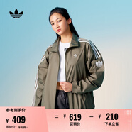 adidas情侶款復(fù)古風(fēng)梭織立領(lǐng)夾克外套男女阿迪達(dá)斯官方三葉草 巖層橄欖綠 XL