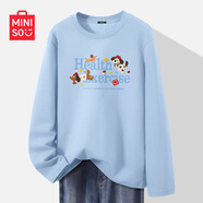 名創(chuàng  )優(yōu)品（MINISO）奶藍色長(cháng)袖t恤女春秋季新款百搭減齡舒適內搭打底衫寬松純棉女裝 【100%純棉】淺藍(m活力犬趣) L 165 (體重115-130斤)